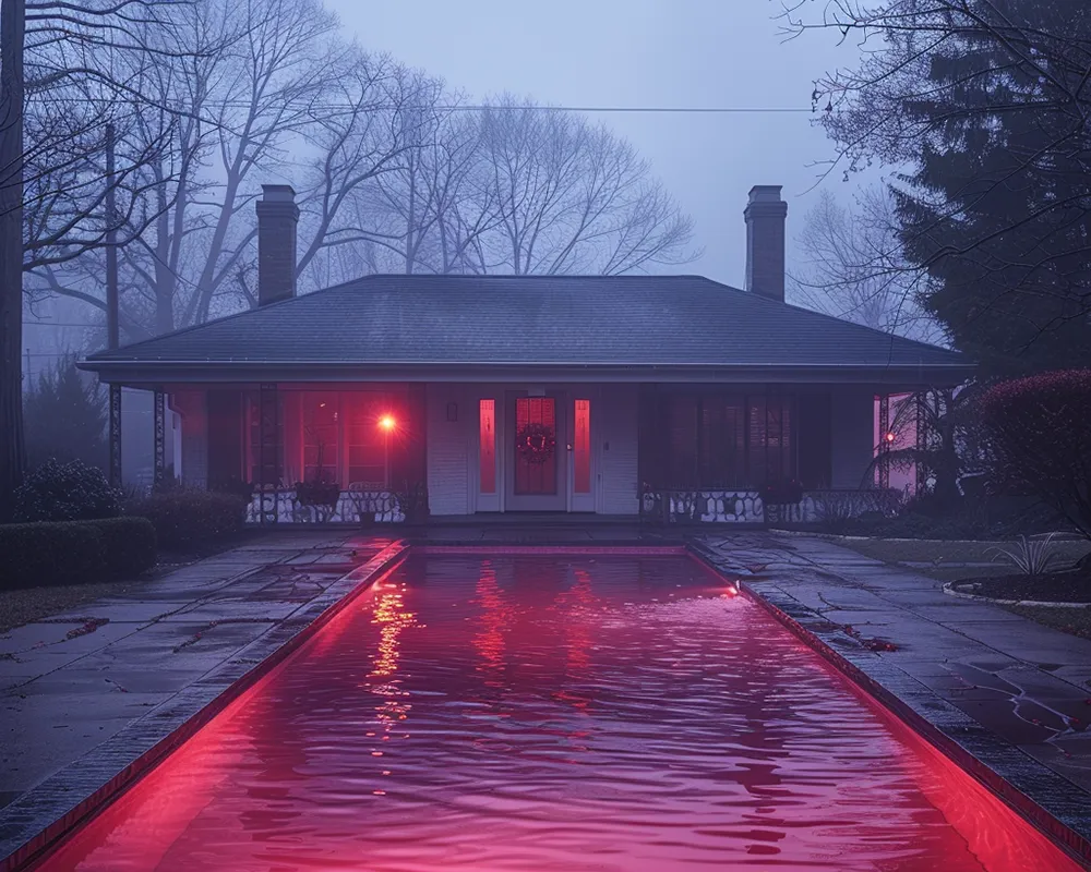 Piscina con luces led RGB con tono rojo para Halloween