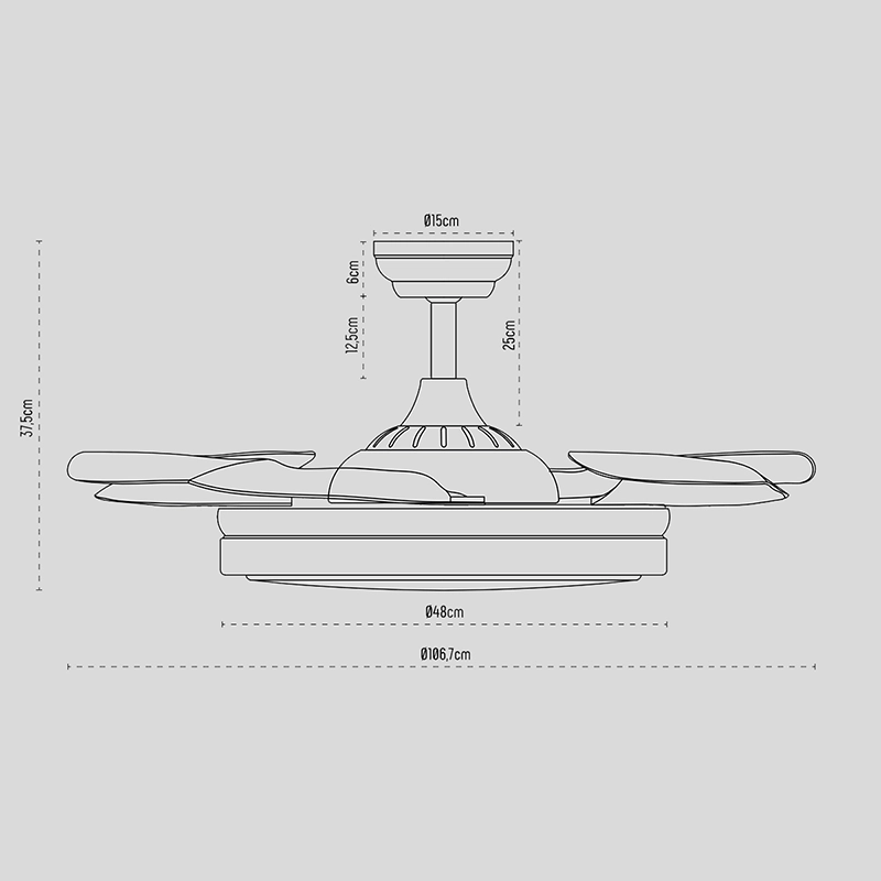 Ventilador de techo con aspas retráctiles y luz LED Sena Blanco