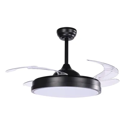 Ventilador de techo con aspas retráctiles y luz LED Sena Negro